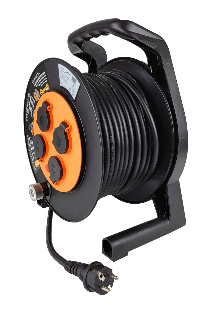 Big-EZ professionele kunststof kabelhaspel 50 mtr. 3G1,50 H07RN-F zwart (NL)