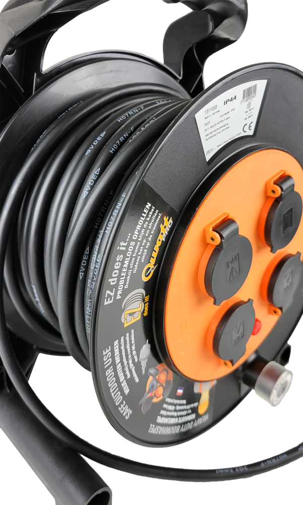 Big-EZ professionele kunststof kabelhaspel 50 mtr. 3G1,50 H07RN-F zwart (NL)